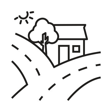 home, tree, road, village home icon
