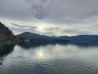 lake and mountains