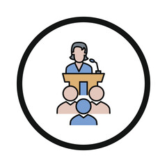women, conference, space, speaker, women speaker icon