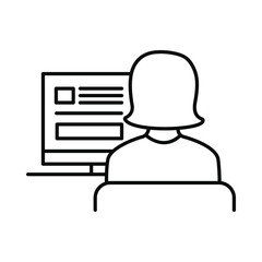 women, lady, computer, monitor, table, business women icon