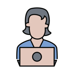 women, lady, computer, monitor, table, business women icon