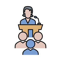 women, conference, space, speaker, women speaker icon