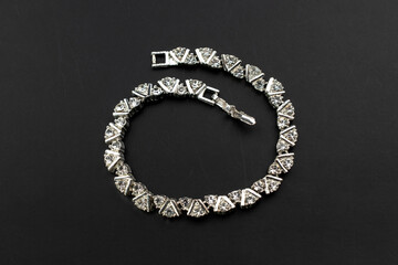 Dainty clear crystal bracelet, unique vintage jewelry background, rhinestone jewelry concept,...