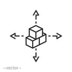parcel distribution icon, delivery service, line symbol on white background - editable stroke vector illustration eps10