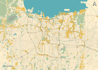 Fototapeta na wymiar Detailed vector map of Jakarta, Indonesia