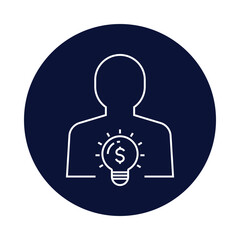 man, idea, bulb, light, creative idea man icon