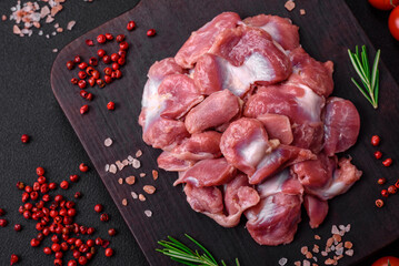 Raw chicken or turkey gizzards with salt, spices and herbs