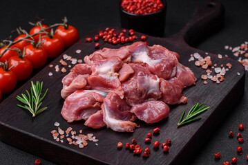 Raw chicken or turkey gizzards with salt, spices and herbs