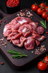 Raw chicken or turkey gizzards with salt, spices and herbs
