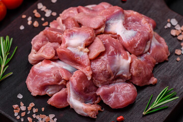 Raw chicken or turkey gizzards with salt, spices and herbs