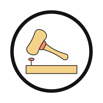 hammer, wood, screws, hammer on screw icon