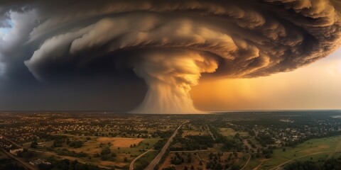 AI Generated. AI Generative. Photo illustration of dramatic storm tornado vortex nature outdoor cyclone. Graphic Art