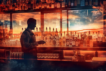 Bartender working in a bar