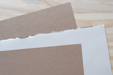 wood, cardboard, and paper with deckle edge