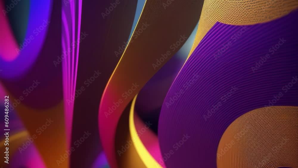 Poster Abstract iridescent neon holographic twisted wave in motion. Vibrant colorful gradient design element for banner, background. Generative AI