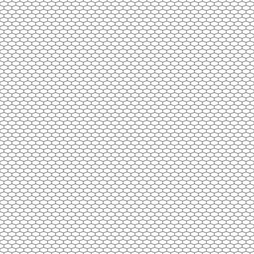 Seamless surface pattern design with elongated hexagons. Honeycomb wallpaper. Mosaic tiles motif. Repeated white polygons tessellation on black background. Digital paper for page fills, web designing.