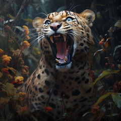 portrait of a leopard, Wildlife Illustration, Powerful Predator, Animal Artwork, Fierce Feline, Nature's Majesty