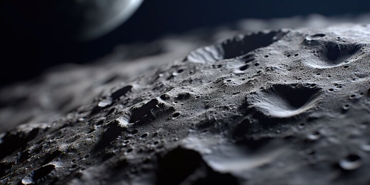 AI Generated. AI Generative. Galaxy space planet moon surface close shot illustration. Decoration landscape. Graphic Art