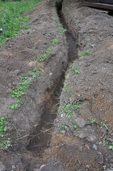 Trench in the ground for laying utility lines