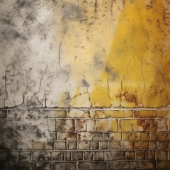 old yellow and grey brick wall background