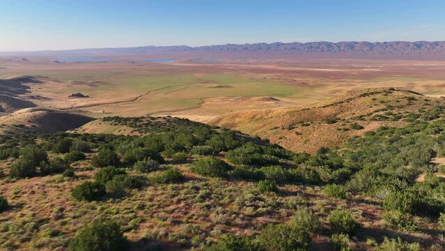 California Semi Arid Carrizo Plain Landscape Aerial Drone