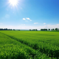 Fototapeta premium green grass and blue sky