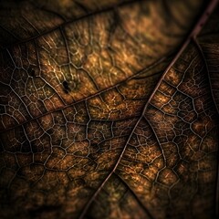 large autumn brown leaf close up