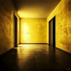 empty room with yellow wall
