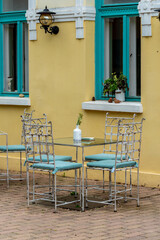 Empty tarrace chair and table.