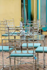 Empty tarrace chair and table.