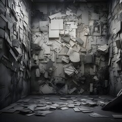 grey room with textured squared tiles surface