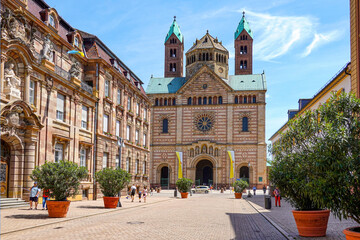 Dom, Domplatz und Stadthaus Speyer - obrazy, fototapety, plakaty