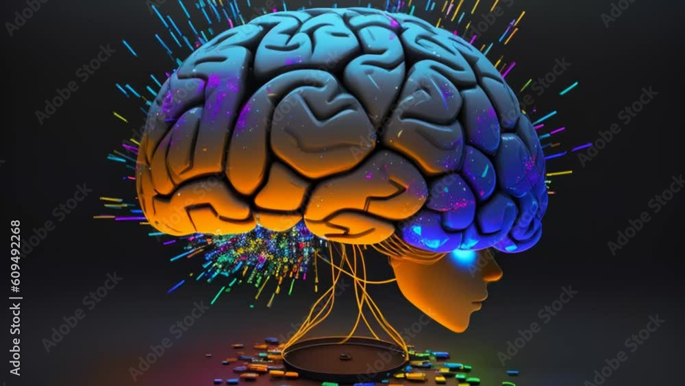 Aufkleber abstract colorful brain, idea concept. generative ai