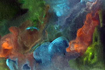 Gradient Blue green hand-drawn watercolor background