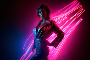 1980s style. Punk fashion as a reaction to the hippie movement of the past decades and against the materialistic values of the current decade. Retro, pop, hipster, neon, colorful. Generative AI