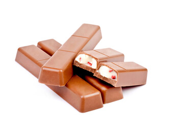 Milk chocolate isolated on white background.