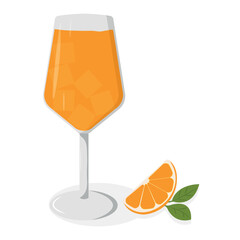 glass of orange juice with leaves