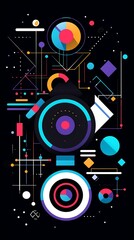 abstract multicolored geometric shapes on a black background