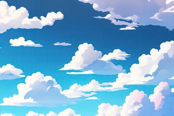 Naklejka na ściany i meble Learning clouds in anime style, illustration. 