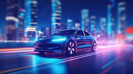 Fototapeta na wymiar Futuristic car background. Illustration AI Generative.