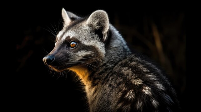 Portrait of African Civet in natural wild enviroment