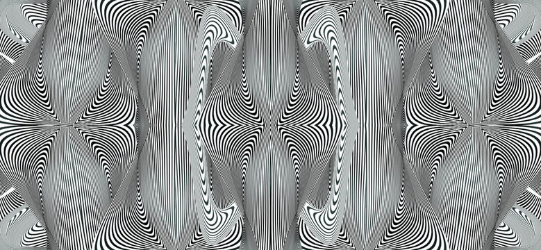Abstract shapes in parallel lines vector background