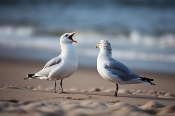 Two Seagulls on a Beach, Generative AI