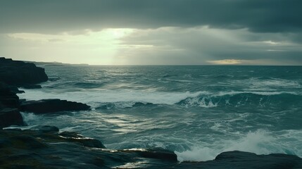 waves crashing on rocks