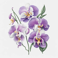 Fototapeta na wymiar watercolor orchids clipart, hd, on white background