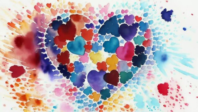 Watercolor artistic heart symbol illustration. Generative ai