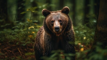 Fototapeta na wymiar Brown Bear in the Woods