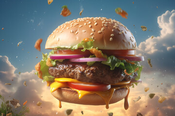 Fototapeta na wymiar Delicious Crispy Burger