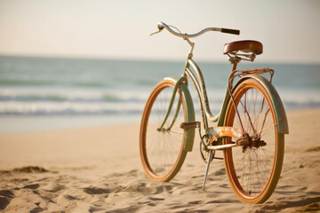 Fototapeta premium Bike Cycling Bicycle Summer Travel Adventure Scenery on Active Vacation with Fun Outdoor Sports Backpacking Camping Mountains Adrenaline Vintage Riding Vehicle Ride Wheel Transport Generative AI