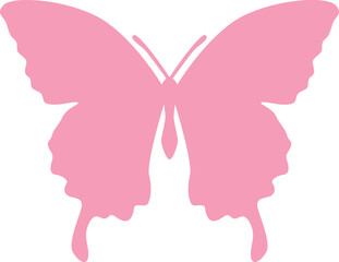 Retro butterfly pink silhouette vector icon art.